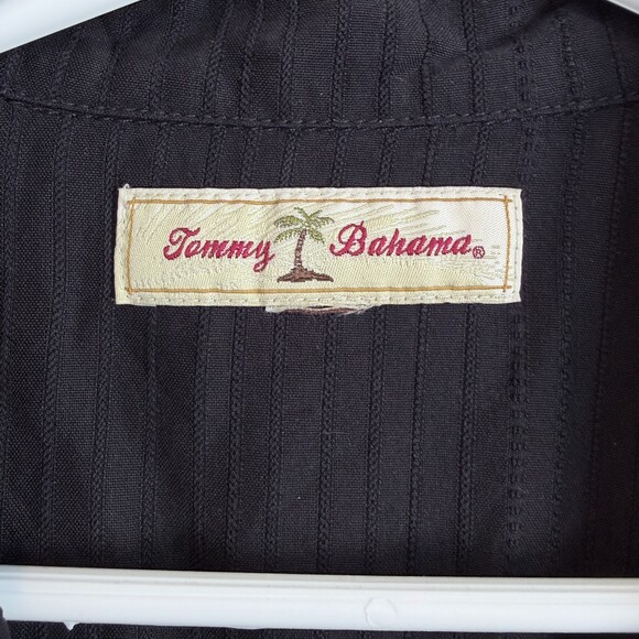 Tommy Bahama Button Down Camp Shirt Hawaiian Tropical Party Black Men's XL - Picture 3 of 10